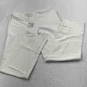 NEW Lemlem M Handmade Natural White Stripe  Cotton Blend High Rise‎ Pants